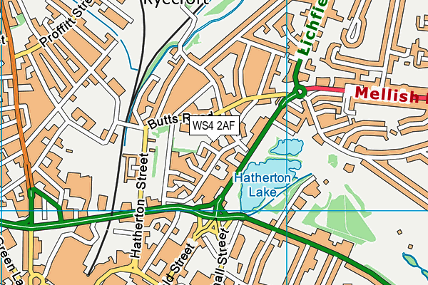 WS4 2AF map - OS VectorMap District (Ordnance Survey)