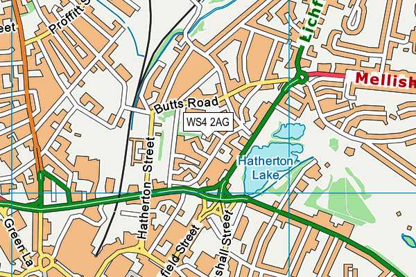 WS4 2AG map - OS VectorMap District (Ordnance Survey)