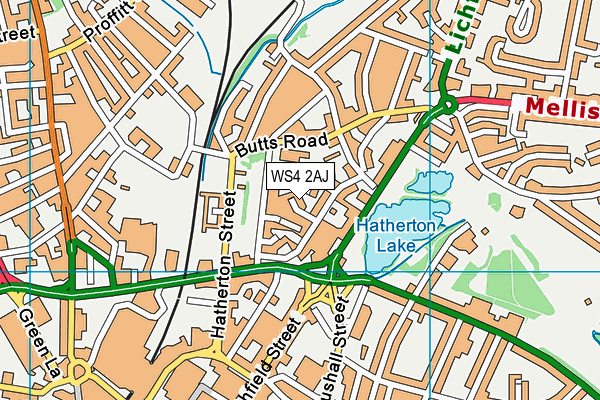 WS4 2AJ map - OS VectorMap District (Ordnance Survey)