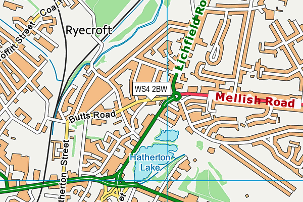 WS4 2BW map - OS VectorMap District (Ordnance Survey)