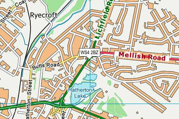 WS4 2BZ map - OS VectorMap District (Ordnance Survey)