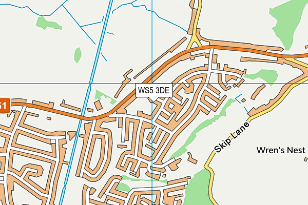 WS5 3DE map - OS VectorMap District (Ordnance Survey)