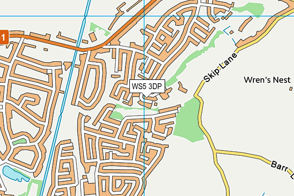 WS5 3DP map - OS VectorMap District (Ordnance Survey)