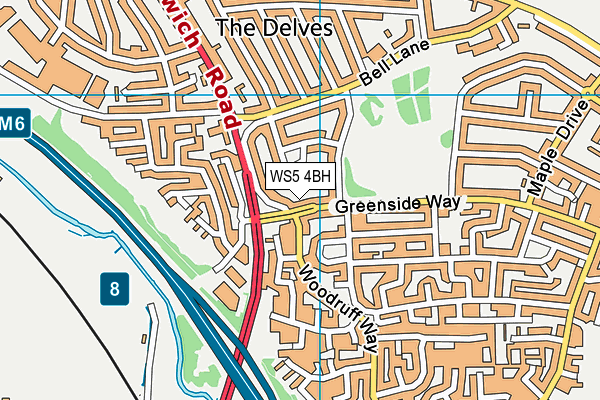 WS5 4BH map - OS VectorMap District (Ordnance Survey)