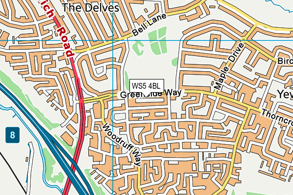 WS5 4BL map - OS VectorMap District (Ordnance Survey)