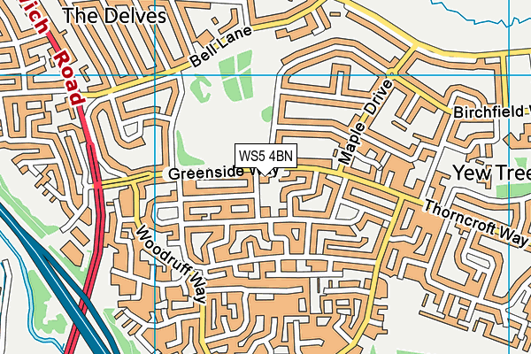 WS5 4BN map - OS VectorMap District (Ordnance Survey)