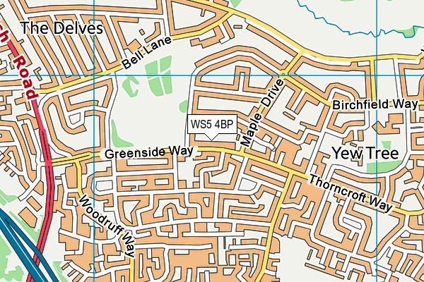 WS5 4BP map - OS VectorMap District (Ordnance Survey)