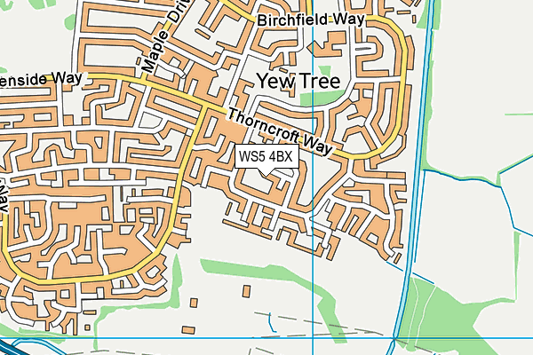 WS5 4BX map - OS VectorMap District (Ordnance Survey)