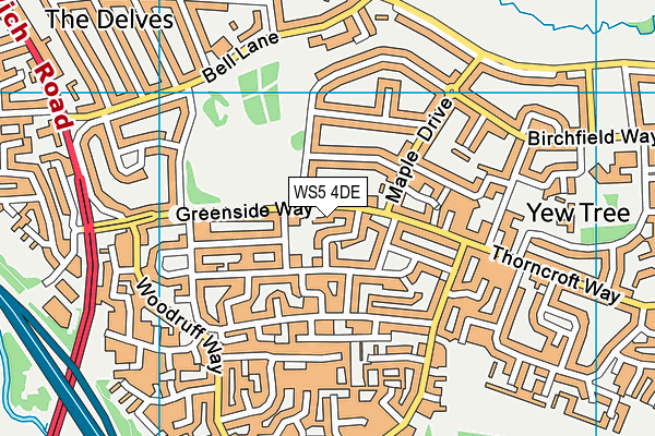 WS5 4DE map - OS VectorMap District (Ordnance Survey)