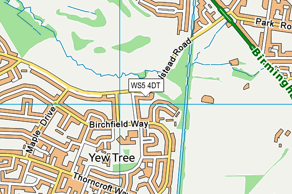 Handsworth Rufc (Walstead Road) map (WS5 4DT) - OS VectorMap District (Ordnance Survey)