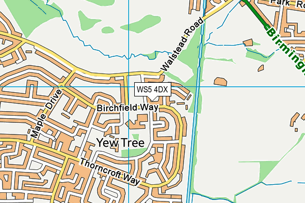 Yew Tree Primary School map (WS5 4DX) - OS VectorMap District (Ordnance Survey)