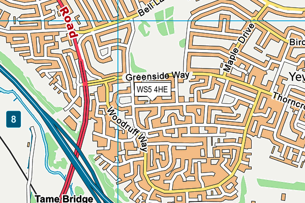 WS5 4HE map - OS VectorMap District (Ordnance Survey)