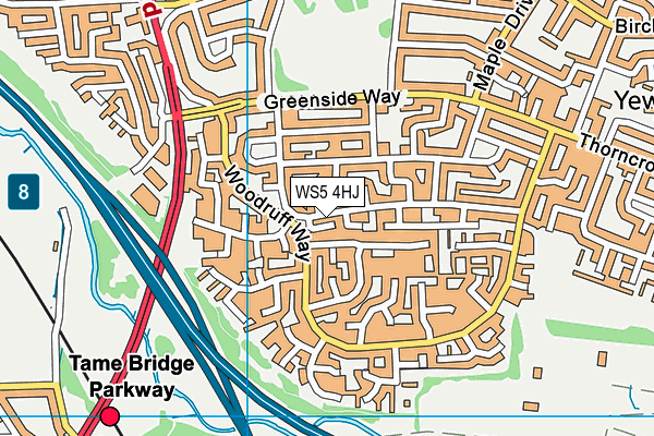 WS5 4HJ map - OS VectorMap District (Ordnance Survey)