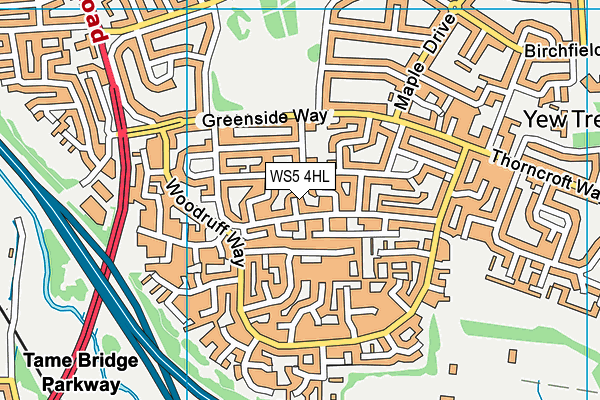 WS5 4HL map - OS VectorMap District (Ordnance Survey)