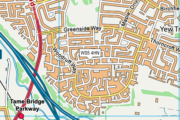 WS5 4HN map - OS VectorMap District (Ordnance Survey)