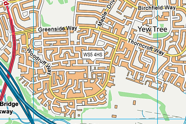 WS5 4HS map - OS VectorMap District (Ordnance Survey)