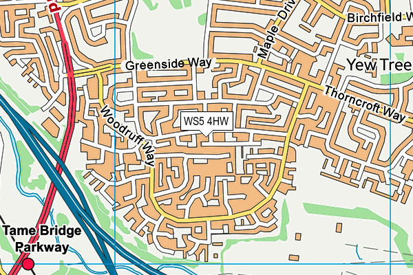 WS5 4HW map - OS VectorMap District (Ordnance Survey)