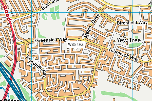 WS5 4HZ map - OS VectorMap District (Ordnance Survey)