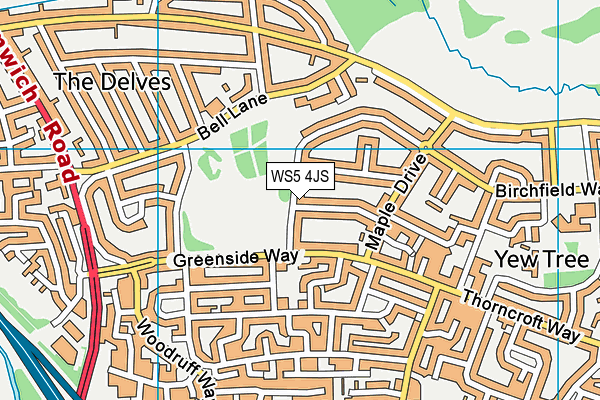 WS5 4JS map - OS VectorMap District (Ordnance Survey)