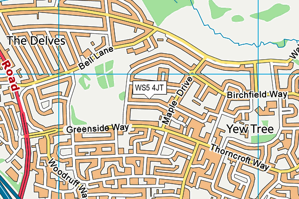 WS5 4JT map - OS VectorMap District (Ordnance Survey)