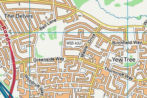 WS5 4JU map - OS VectorMap District (Ordnance Survey)