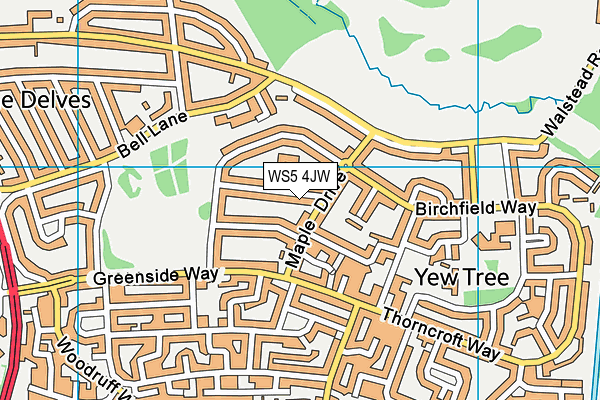 WS5 4JW map - OS VectorMap District (Ordnance Survey)