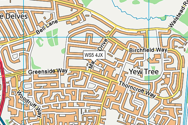 WS5 4JX map - OS VectorMap District (Ordnance Survey)