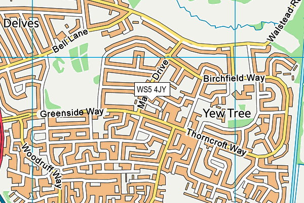 WS5 4JY map - OS VectorMap District (Ordnance Survey)