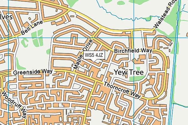 WS5 4JZ map - OS VectorMap District (Ordnance Survey)