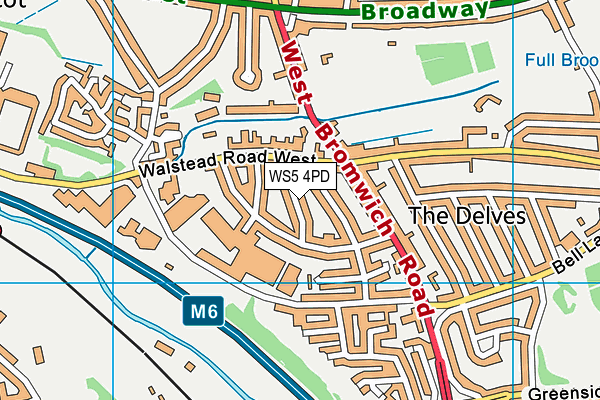 WS5 4PD map - OS VectorMap District (Ordnance Survey)