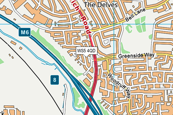 WS5 4QD map - OS VectorMap District (Ordnance Survey)