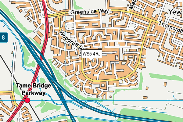 WS5 4RJ map - OS VectorMap District (Ordnance Survey)