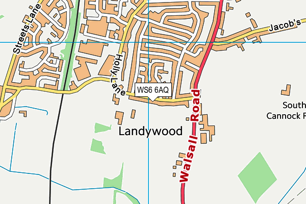 Landywood Primary School map (WS6 6AQ) - OS VectorMap District (Ordnance Survey)
