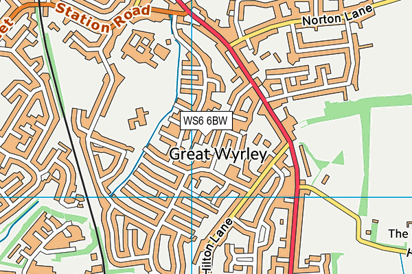 WS6 6BW map - OS VectorMap District (Ordnance Survey)