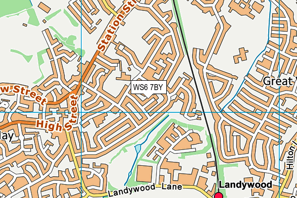 WS6 7BY map - OS VectorMap District (Ordnance Survey)