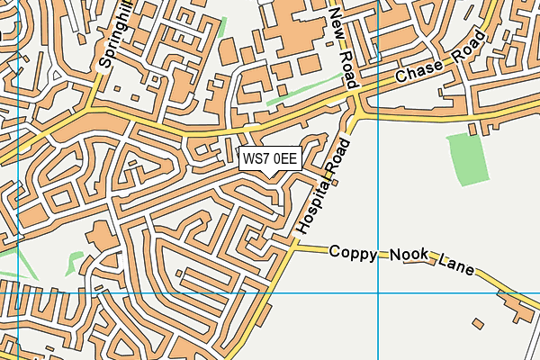 WS7 0EE map - OS VectorMap District (Ordnance Survey)