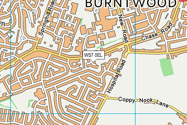 WS7 0EL map - OS VectorMap District (Ordnance Survey)