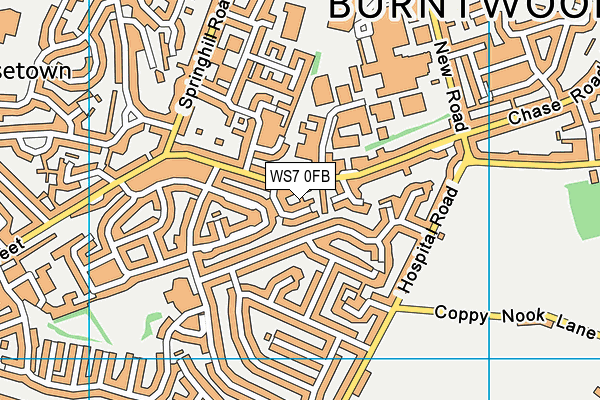 WS7 0FB map - OS VectorMap District (Ordnance Survey)