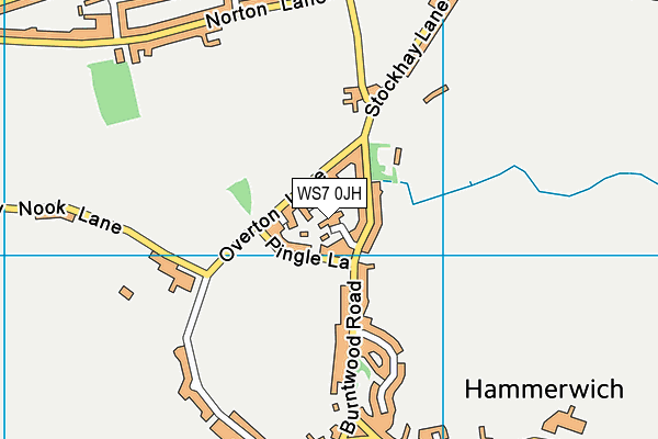 WS7 0JH map - OS VectorMap District (Ordnance Survey)