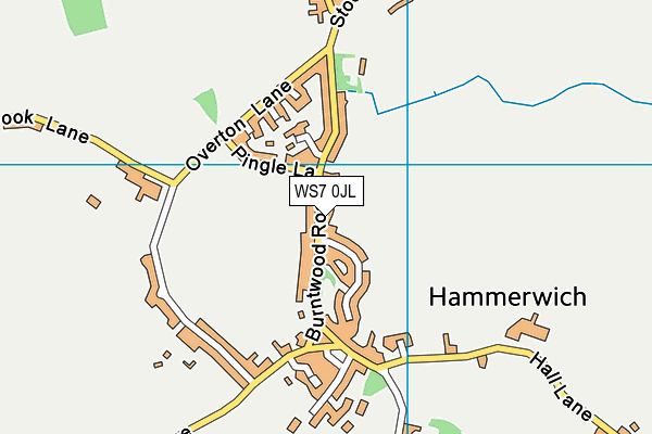 WS7 0JL map - OS VectorMap District (Ordnance Survey)