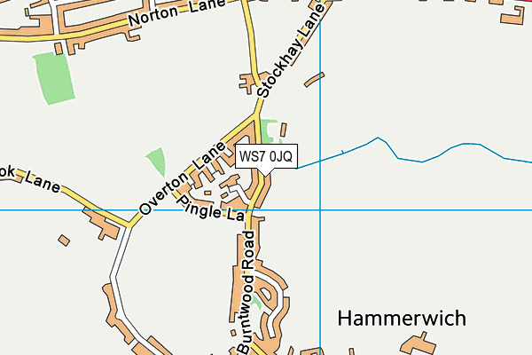 Hammerwich Cricket Club map (WS7 0JQ) - OS VectorMap District (Ordnance Survey)