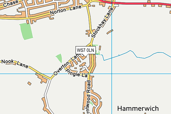 WS7 0LN map - OS VectorMap District (Ordnance Survey)