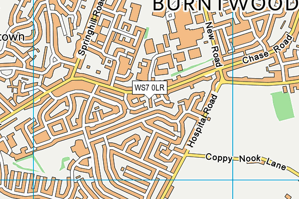 WS7 0LR map - OS VectorMap District (Ordnance Survey)