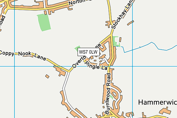 WS7 0LW map - OS VectorMap District (Ordnance Survey)