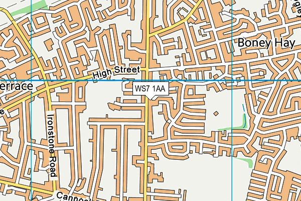 WS7 1AA map - OS VectorMap District (Ordnance Survey)