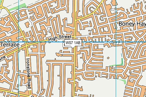 WS7 1AB map - OS VectorMap District (Ordnance Survey)