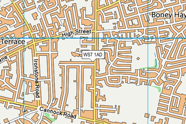 WS7 1AD map - OS VectorMap District (Ordnance Survey)