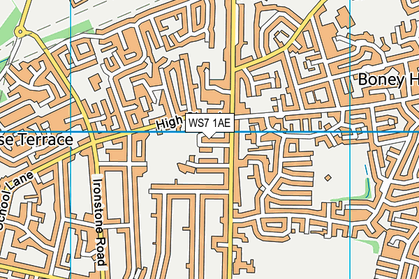 WS7 1AE map - OS VectorMap District (Ordnance Survey)