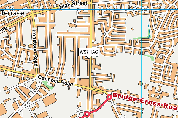WS7 1AG map - OS VectorMap District (Ordnance Survey)