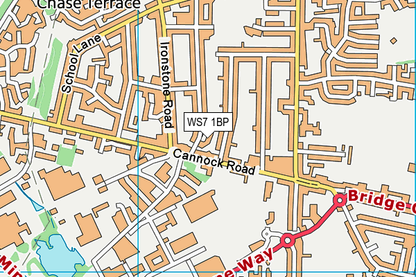 WS7 1BP map - OS VectorMap District (Ordnance Survey)